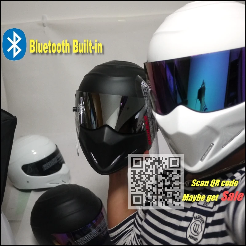 TopGear шлем Стига с Bluetooth Встроенный/белый Capacete Casco De красочным козырьком +