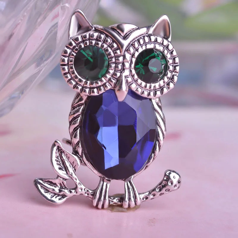 Брошь в форме совы ювелирная брошь Корейском стиле из сплава с кристаллом