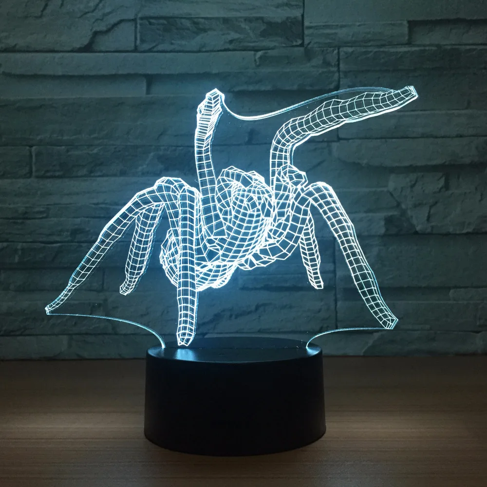 

Spider Acrylic Creative USB Bedside Lamp 3D Night light Touch Control Night light luminaria luminaria de mesa Drop Shipping