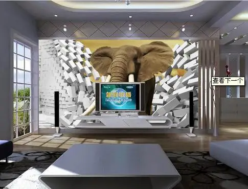 3d фото обои на заказ настенные фрески животные росписи слон 3 d ТВ настенная