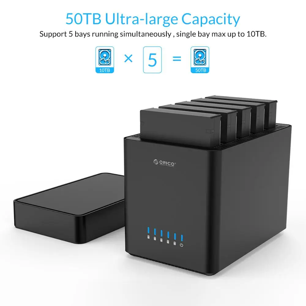 Док-станция ORICO 5 Bay с магнитным разъемом 3,5 дюйма USB3.0 HDD, поддержка 50 ТБ, Макс., 5 Гбит/с, корпус UASP для жесткого диска,, корпус для жесткого диска 12 В