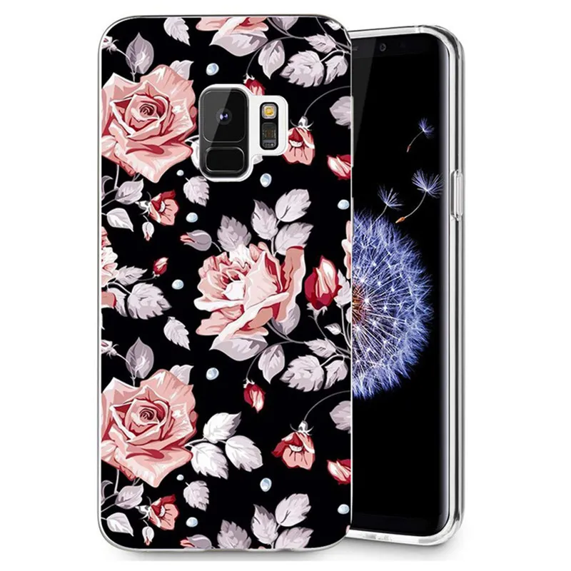 For Samsung Galaxy S9 S9Plus S8 Plus S7 edge J500 A3 A5 2017 TPU Colorful Flora Flower Face Painted Silicone Case Fundas E079 |