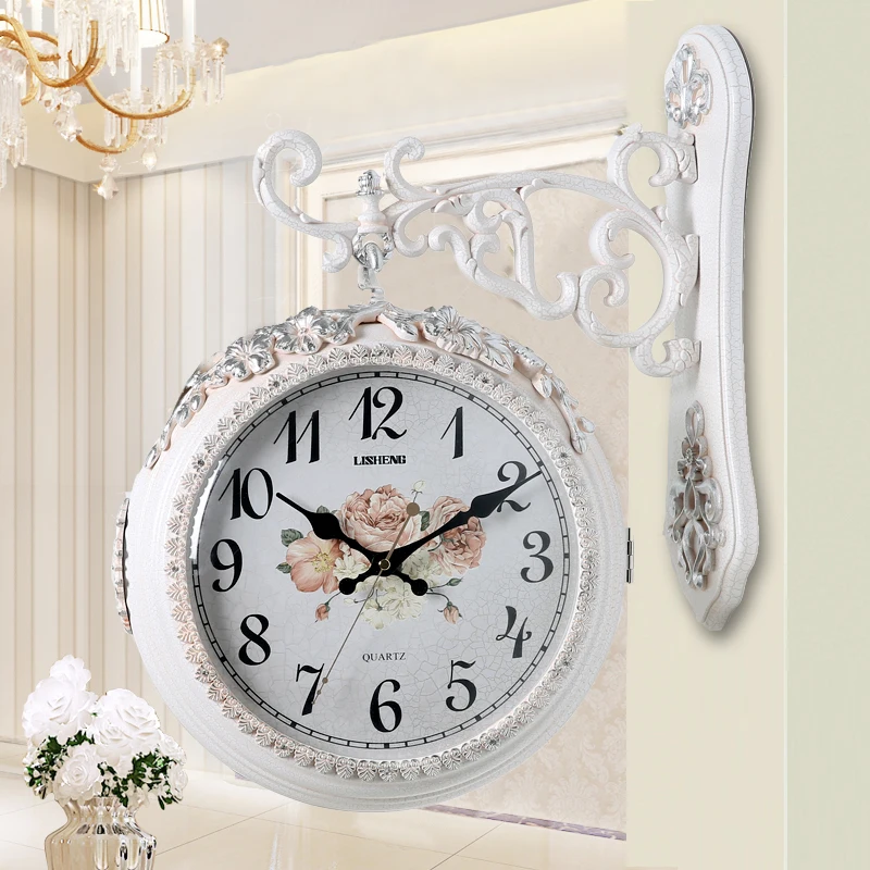 Настенные часы двойные односторонние гостиная мода две стороны творческая