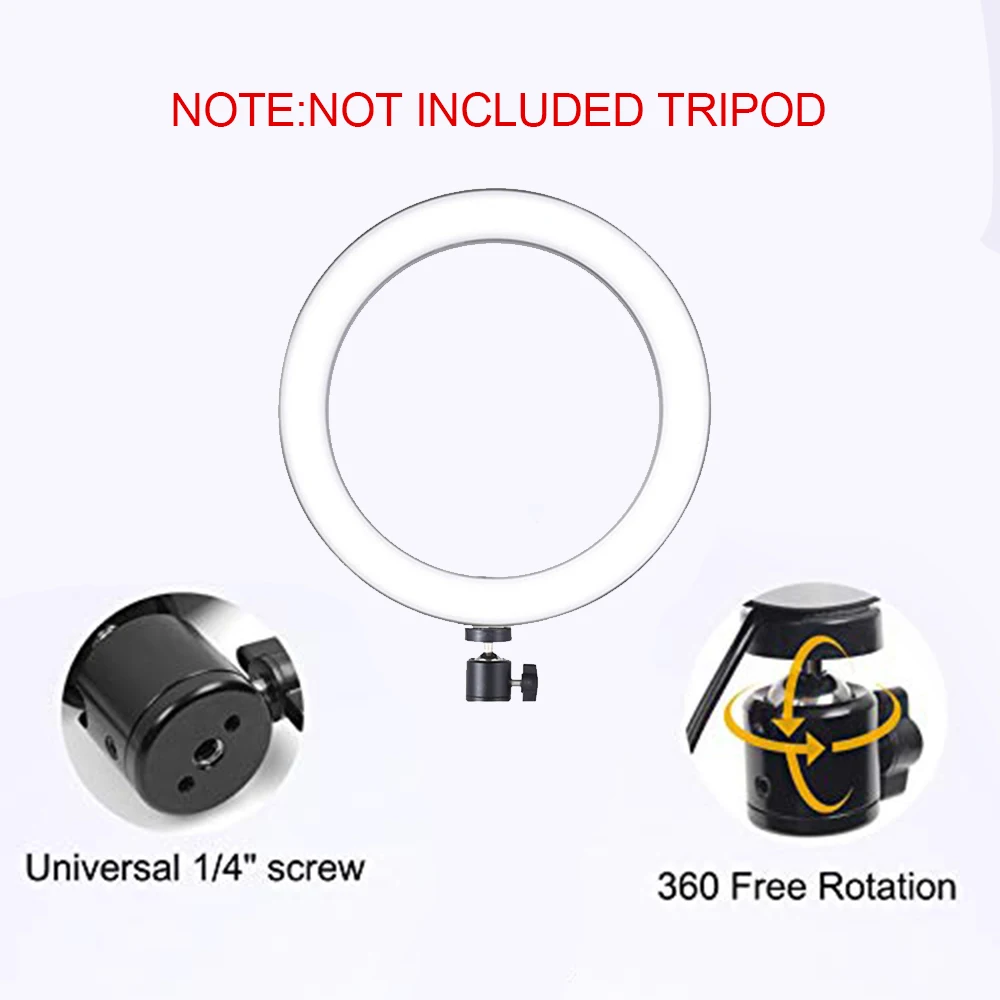 Dimmable восьмидюймовый светодиодный светильник для студийной камеры, кольцо для фото телефона, видео свет, кольцо, заполняющий свет для YouTube, Facebook, twitter