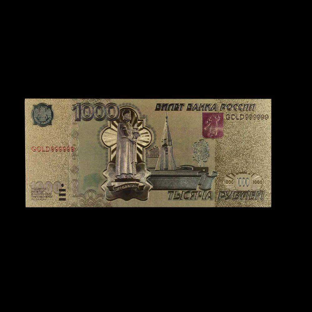 Hot Sale for Russia Gold Banknotes 1000 Roubles In 24k Fake Paper Money Gift Decoration |
