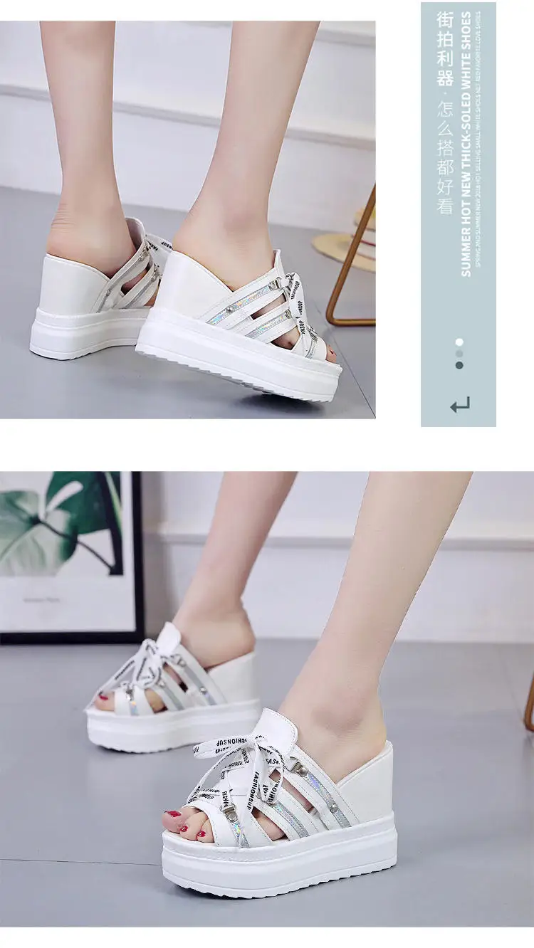 FeiYiTu/Новое поступление; сезон лето; стильные пикантные босоножки на танкетке; модные женские шлепанцы на высоком каблуке; женские Вьетнамки 12 см