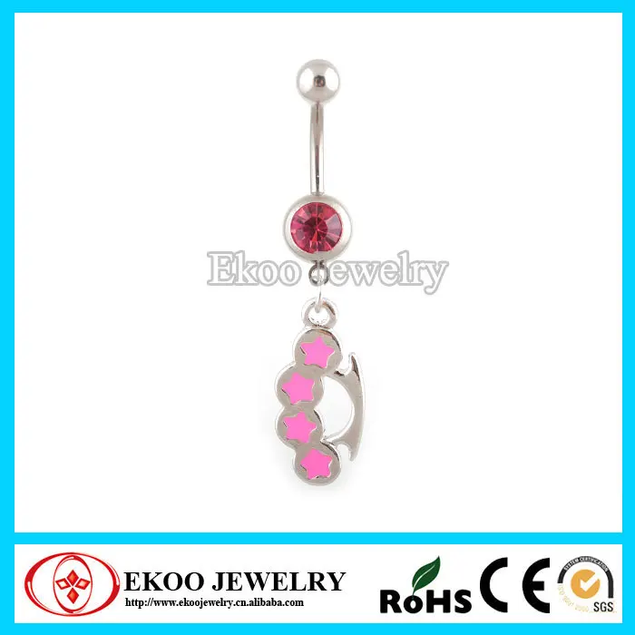 316L хирургические Сталь латунный сустав Висячие пупка кольца |