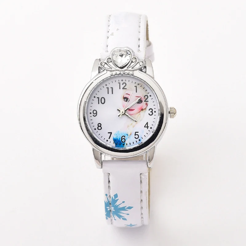 New Elsa White Стиль Принцесса Эльза детские наручные часы мультфильм анна кристалл принцесса детские часы для девочек студентов детские часы наручные часы - Цвет: New Elsa White