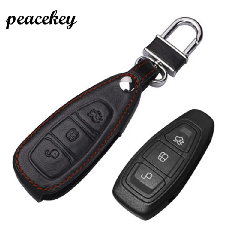 Чехол книжка из натуральной кожи с кольцом для ключей Ford Focus 3 Mk3 St New Fiesta Kuga Escape