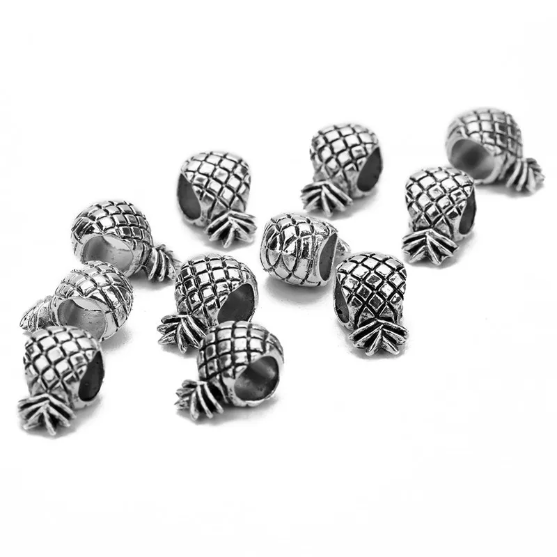 Подвески с большим отверстием в форме ананаса античные серебряные 7x11 мм 30 шт./лот