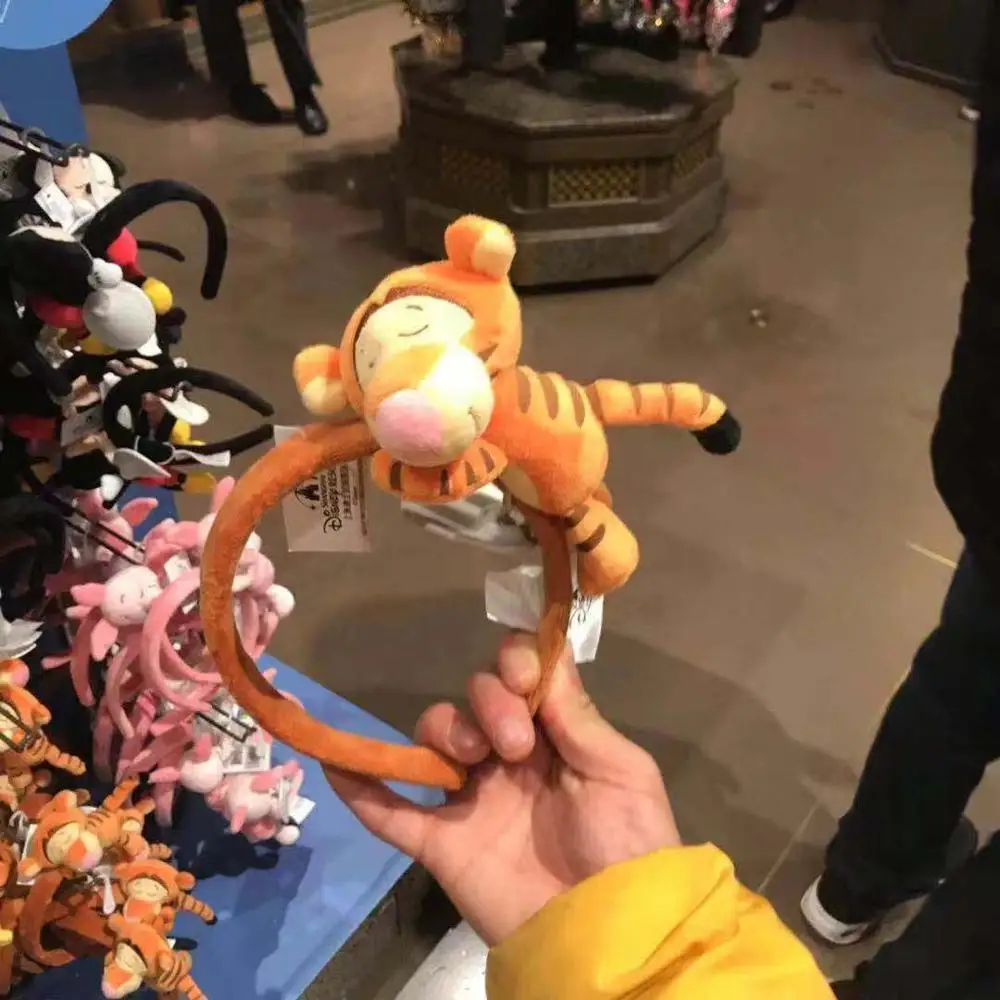 tigger Новинка Минни Микки Дональд поросенок Тигр Спящая Ститч Мария Салли медведь уши костюм косплей плюшевая повязка на голову для взрослых/детей подарок - Цвет: tigger