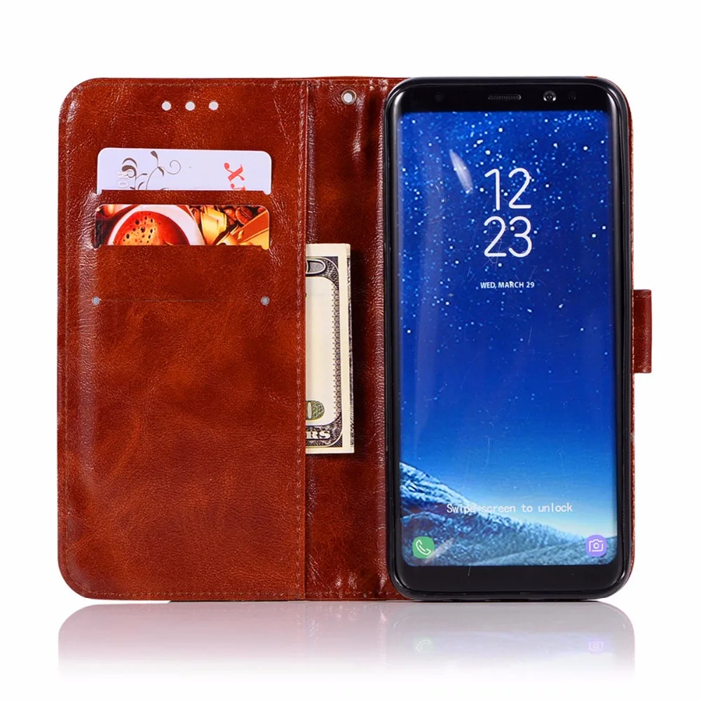 Модный чехол-кошелек для Samsung Galaxy S8 чехол телефона Plus сумка с подставкой