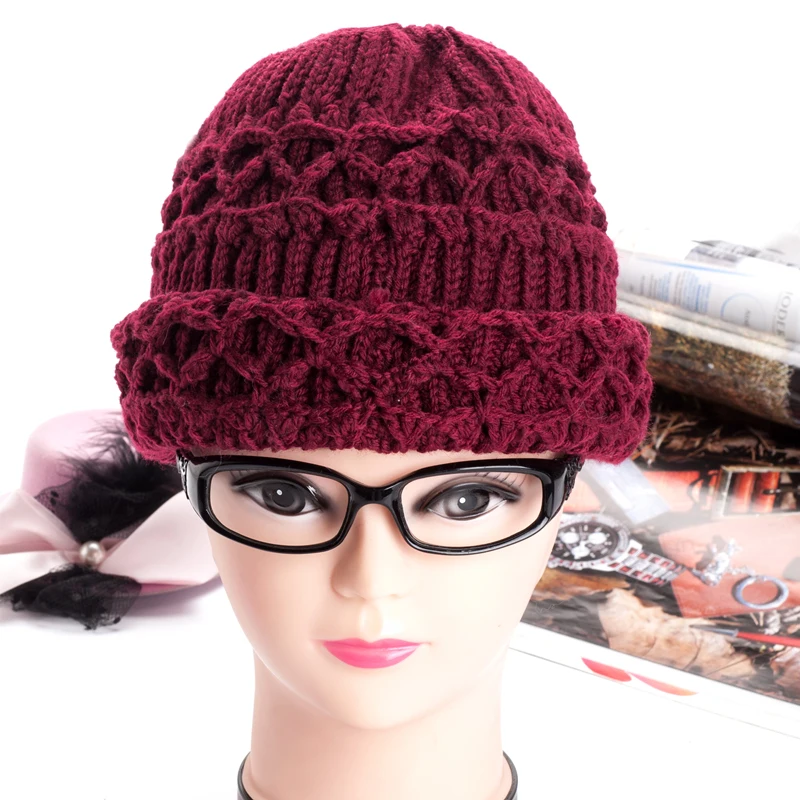 

The Old Coarse Wool Hat Hat Female Thick Warm Winter Mother Hat Old Lady Ear Cap Knitted Hat