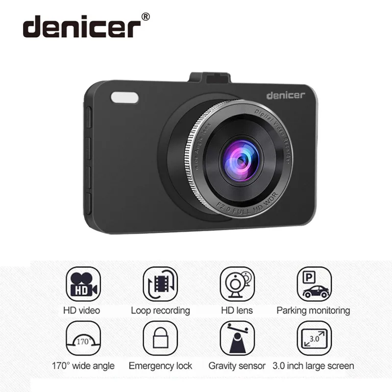 Denicer Автомобильная Dvr камера 3," экран Full HD 1080P 30fps двойной объектив с заднего вида Dashcam Авто Регистратор Автомобильный видео Dvr рекордер