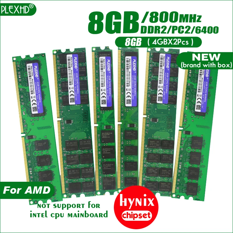 Новый PLEXHD 8 Гб (4 X 2 шт) DDR2 PC2 6400 800 МГц г для настольных ПК DIMM память ram 240 контакты AMD