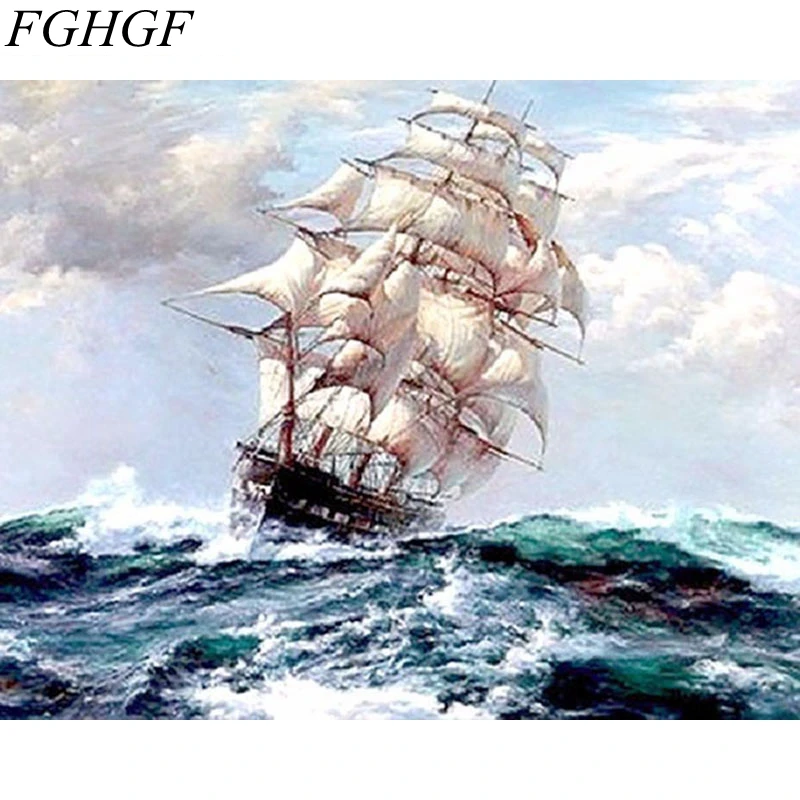 FGHGF Безрамная Лодка Пейзаж Сделай Сам Живопись по номерам современное настенное
