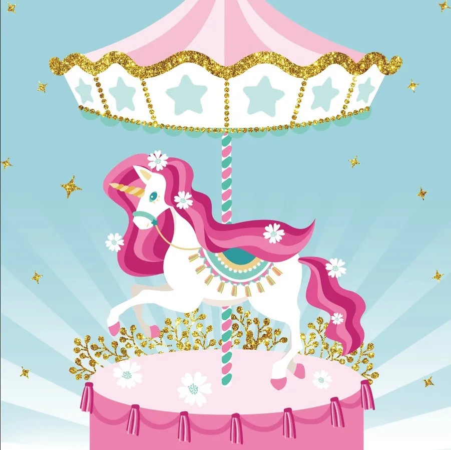 Laeacco фотографические фоны Единорог карусель Funfair Детские День рождения