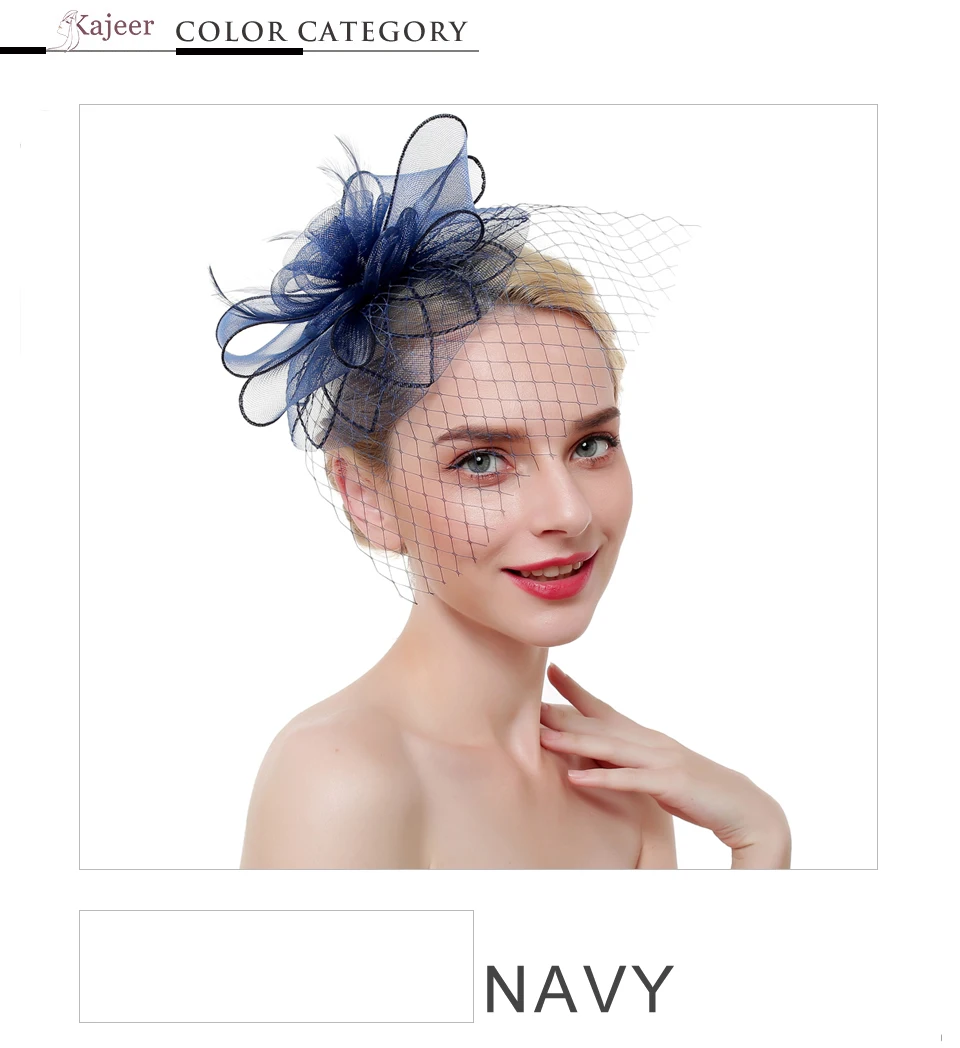 Kajeer стиль женские перьевые сетки Hairwear чародейные шляпы лошадь гонки праздничные шапки невесты пряди волос аксессуары для волос
