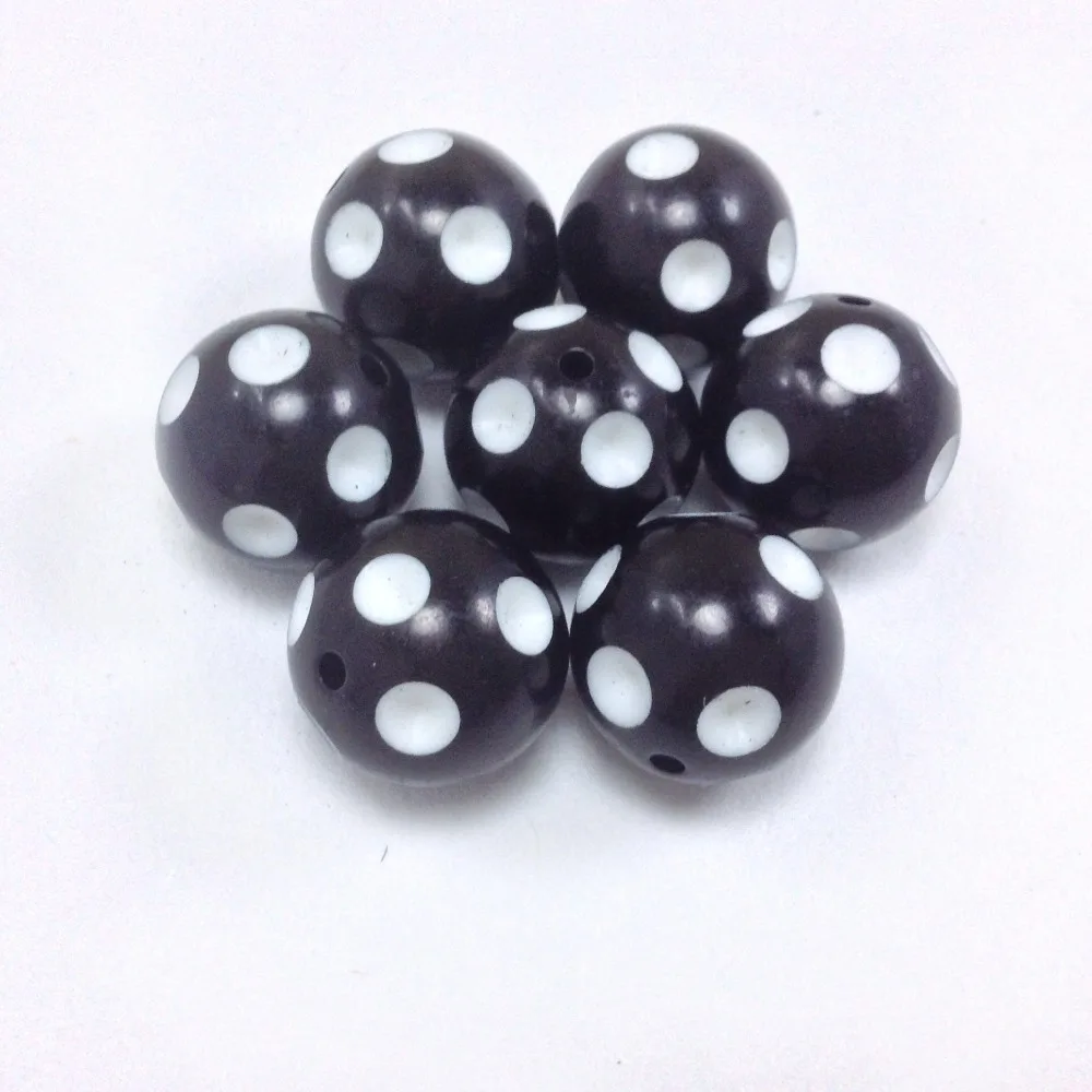 

Wholesale 20pcs 20mm Black and White polka dot acrylic beads for chunky necklace