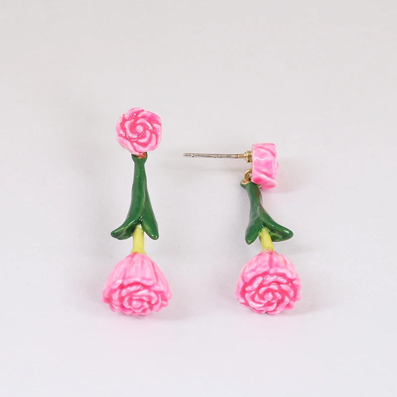 Small Fresh Flower Bloom Hand Painted Enamel Stud Earring For Women Plant Jewellery Boucle Doreille femme 2017 Orecchini donna | Украшения