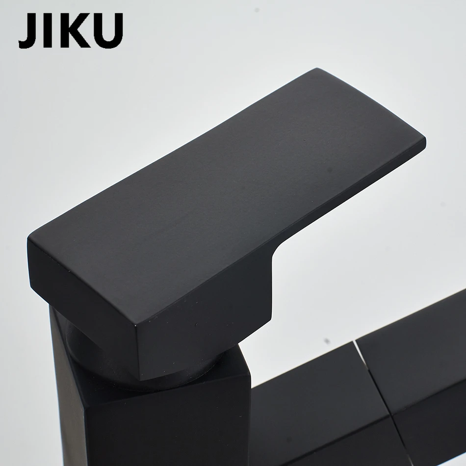 JIKU полная медная втулка для слива черная латунь ретро Ванная раковина кран Одиночная Вращающаяся ручка носик кухонный смеситель