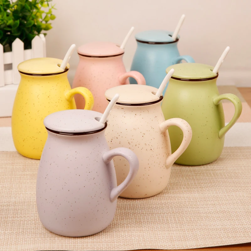 Кружка Керамическая с крышкой и ложкой 400 мл | Дом сад