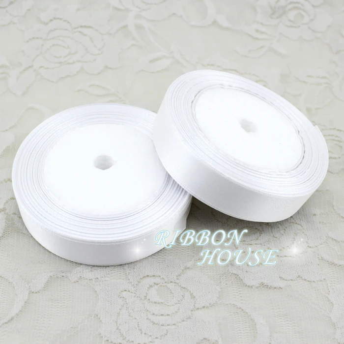 25 ярдов/рулон белая атласная лента 3/4 дюйма (20 мм)|faced satin ribbon|satin ribbonsingle face ribbon |