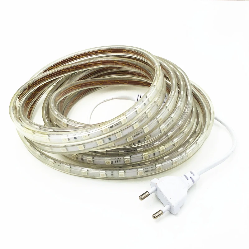 

SMD 5050 AC220V LED Strip Flexible Light 60leds/m Waterproof Led Tape LED Light With Power Plug 1M/2M/3M/5M/6M/8M/9M/10M/15M/20M