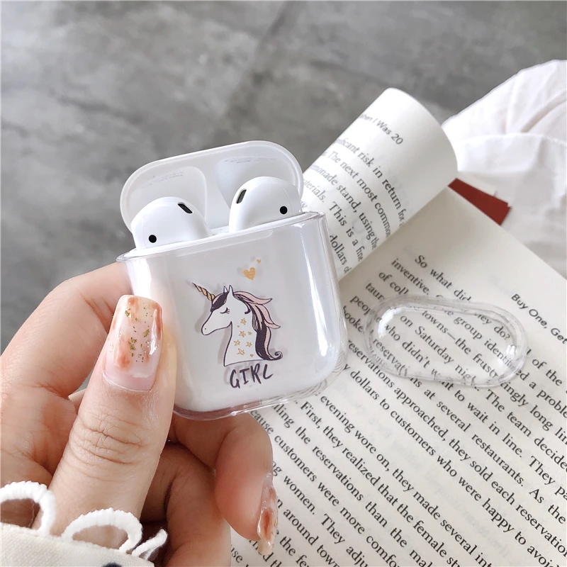 Милый мультяшный прозрачный чехол из поликарбоната для Airpods 2, беспроводная Защитная крышка для наушников, Противоударная коробка для Apple Air Pods, чехол для наушников