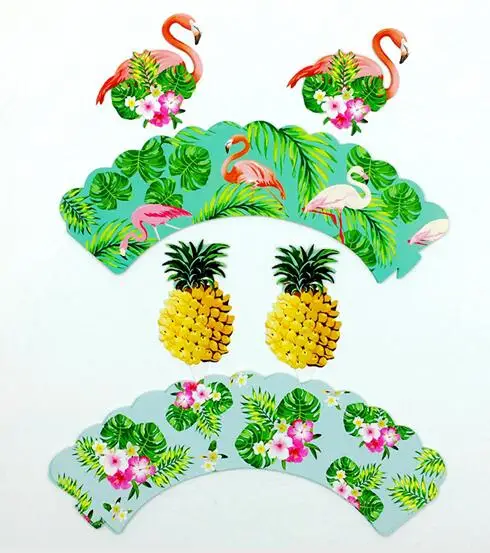 Flamingo pineapple 24 шт. Минни Микки Маус Собака кекс обертки Топпер выбрать дети день рождения ребенка душ вечерние свадебные товары для украшения торта подарок - Цвет: Flamingo pineapple