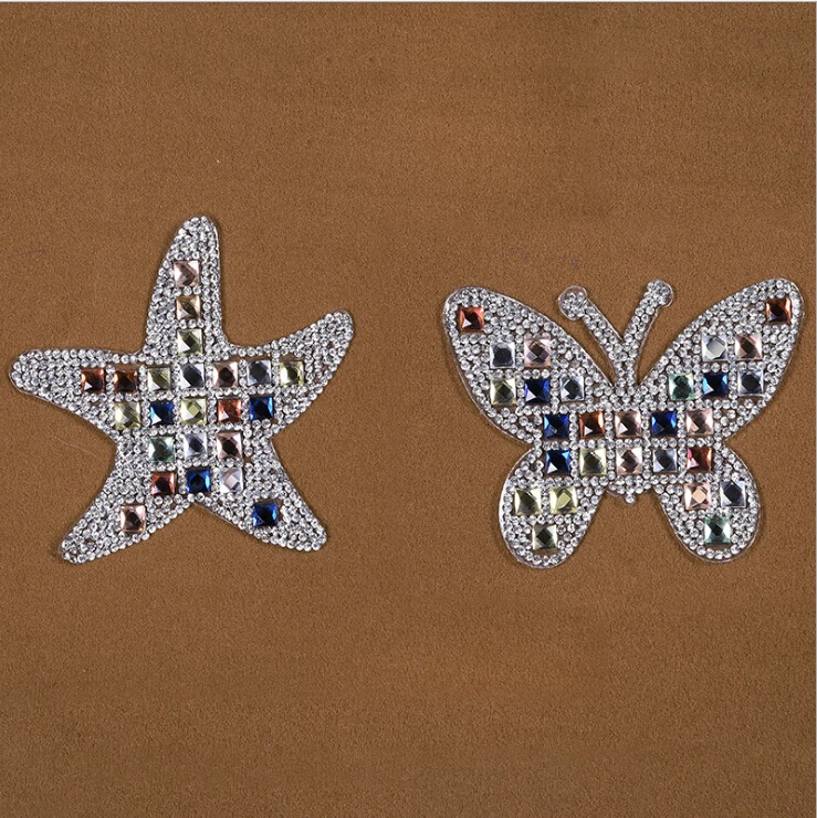 Новинка 2018 1 шт. забавные Стразы звезда Бабочка вышитая нашивка железо на шитье