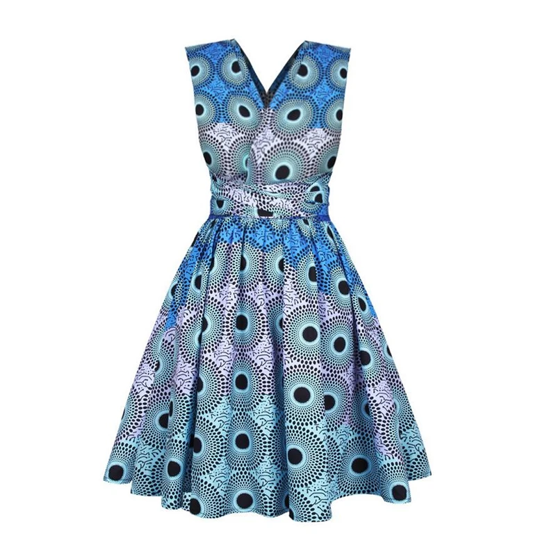 2022 Ladies wrap dress african farbic sexy Women clothing bandage quick change club party multi wear | Тематическая одежда и