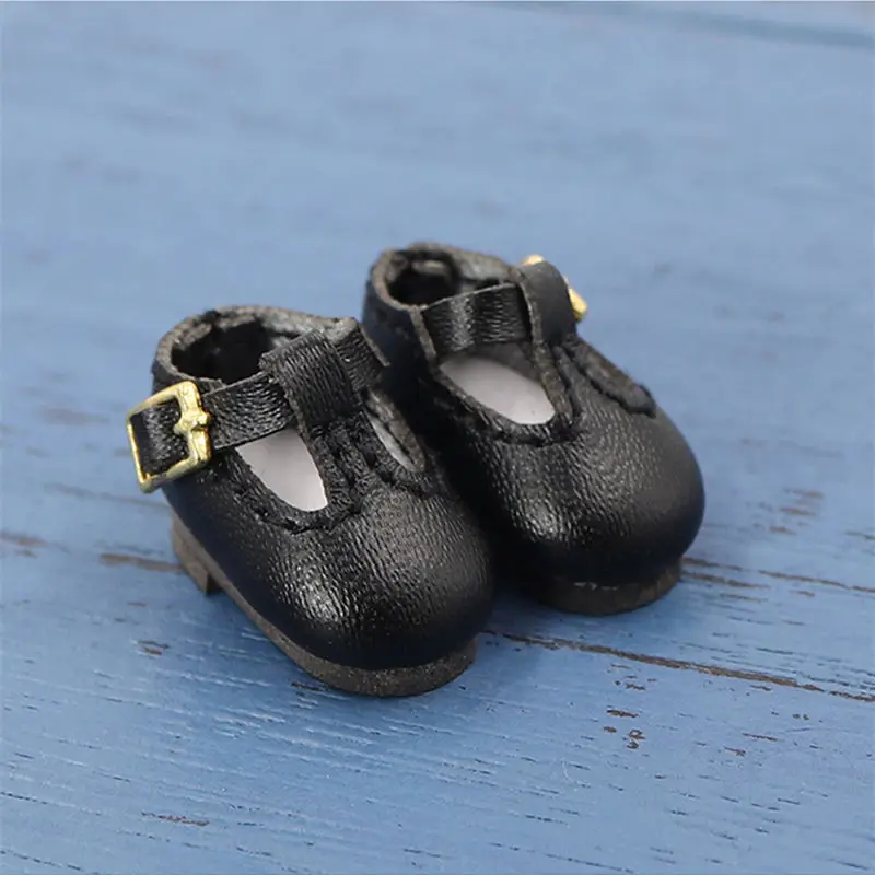 black Обувь для 1/12 BJD кукла OB11 кожаная обувь в 6 цветах подходит для 1/8 игрушки в подарок - Цвет: black
