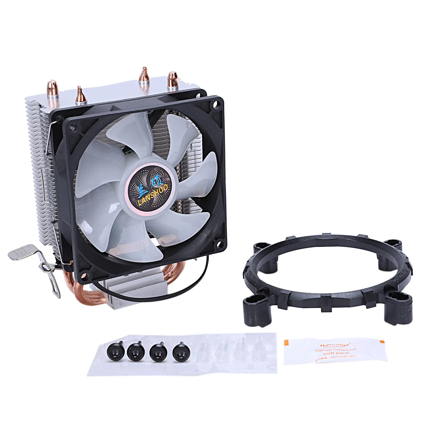 Lanshuo из чистой меди 2 тепловые трубки для 1366 1155 775 Intel/Amd мульти-платформенный процессор радиатор 3 провода с легким одним вентилятором