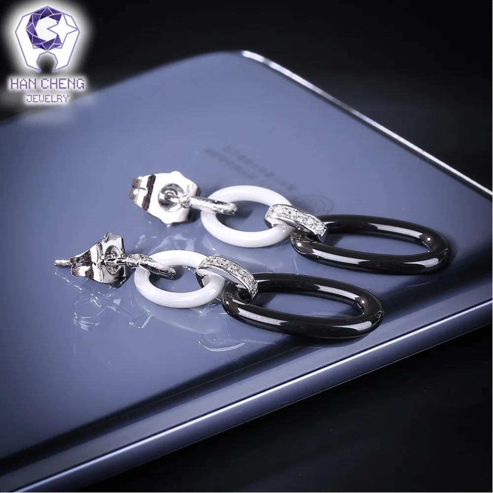 HanCheng новые роскошные висячие серьги с драгоценным камнем кубическим цирконием