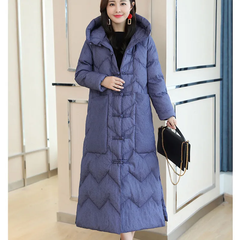 Женский длинный абзац куртка с коттоновой подкладкой зимние 2018 в национальном
