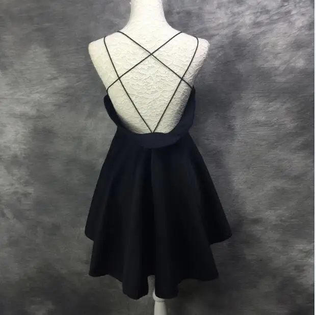 Black Short Розовое сексуальное вечернее платье, вечерние летние платья с открытой спиной для девочек, платье с открытой спиной без рукавов с оборками, платья для выпускного вечера - Цвет: Black Short