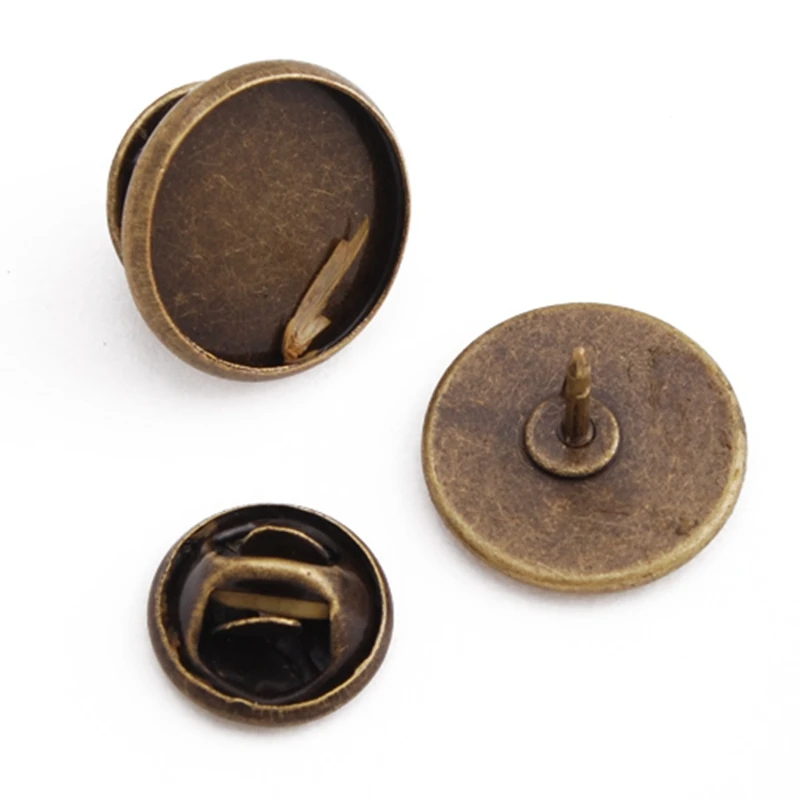 

50 Pcs Antique Bronze tone Brooch Base Setting Blank Round 14 mm Bezel Brooches Pin Cameo Cabochons Setting Trays-C2333
