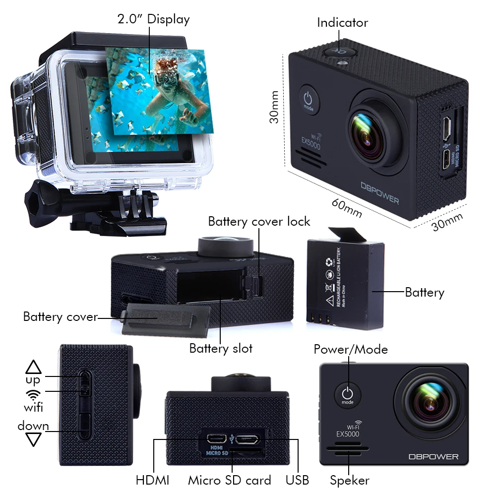 Спортивная Экшн камера SJCAM SJ5000 серии 4K DV HD 2 0 &quot WIFI SJ5000X Elite водонепроницаемая SJ