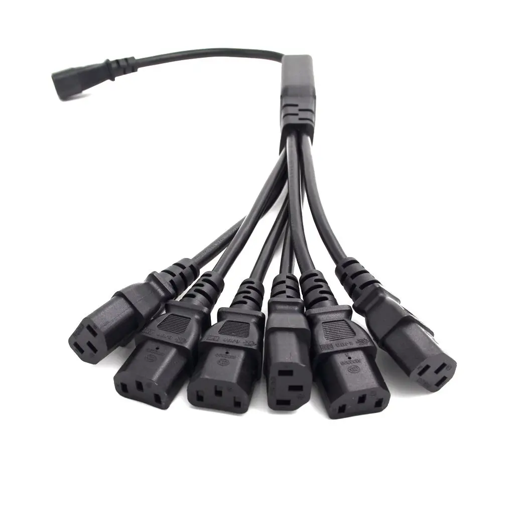 IEC 60320 C14 штекер до 6 способов C13 выход Y Тип сплиттер шнур питания, C14 до C13 6 способов выхода, 60 см длина