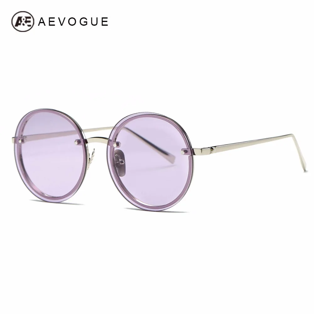 

AEVOGUE Sunglasses Women Brand Designer Round Rimless Metal Temple Oversize Vintage Superstar Sun Glasses AE0497