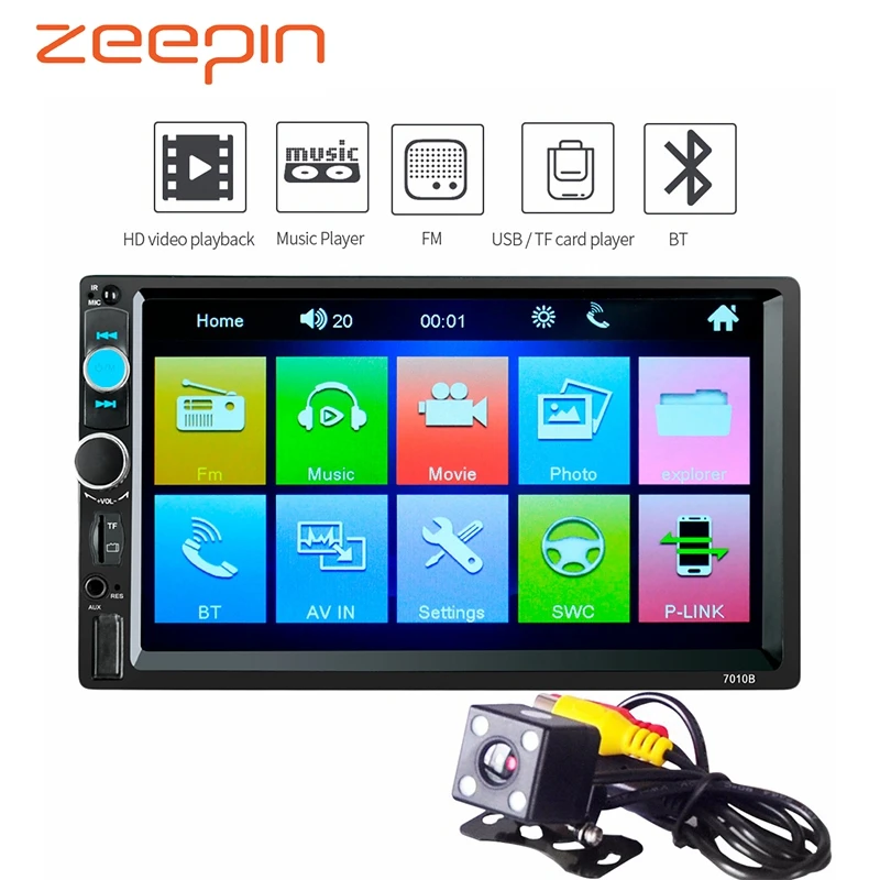 7010B 7 дюймовый автомобильный MP5 плеер Bluetooth 12V мультимедиа аудио стерео TFT экран AUX TF