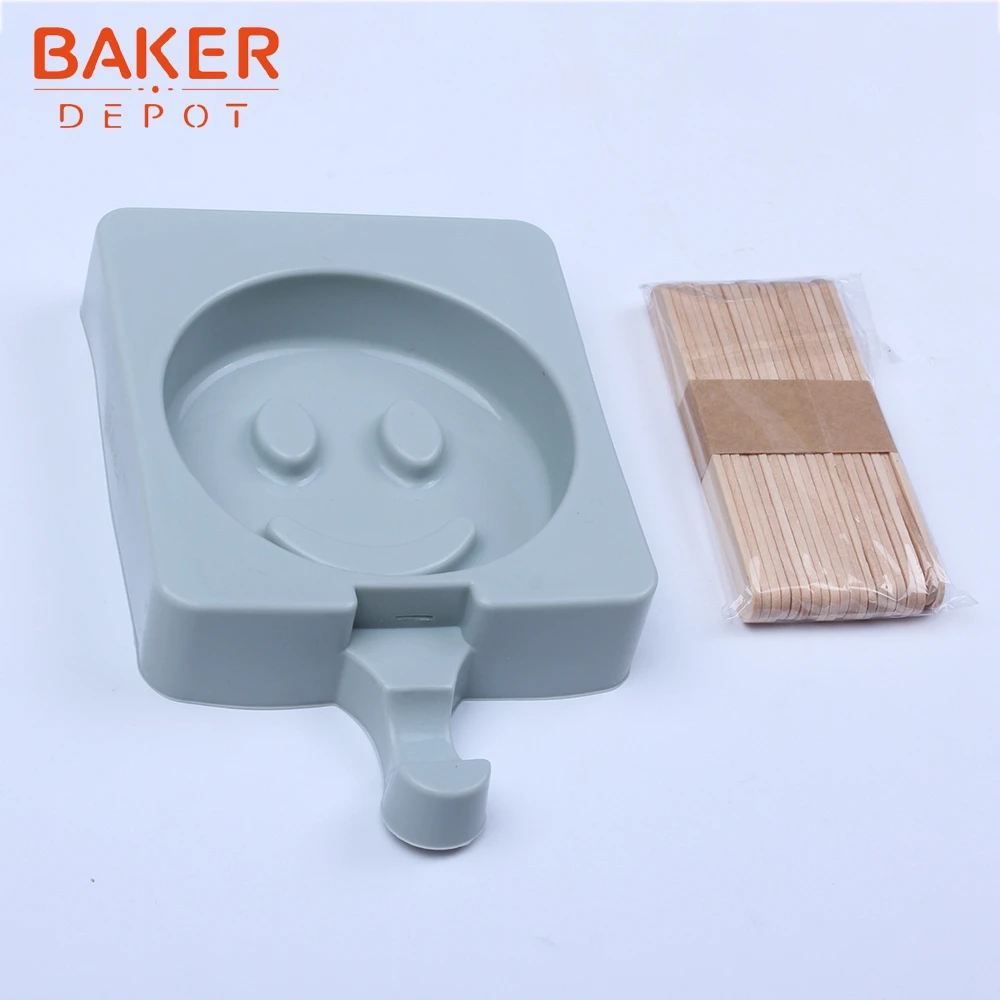 BAKER DEPOT smile face силиконовая машина для мороженого замороженный ледяной куб лоток