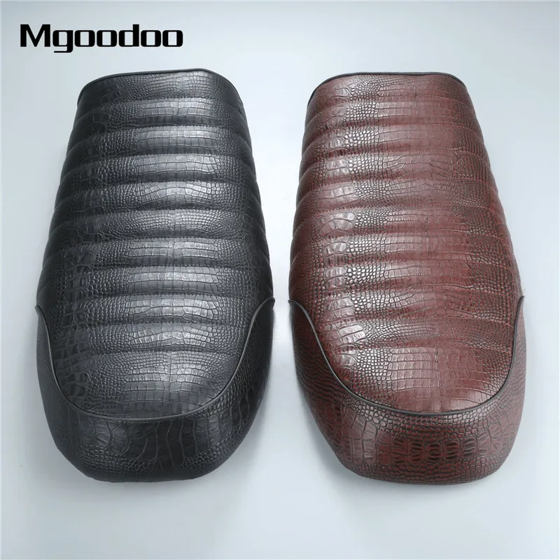 Mgoodoo крокодиловый мотоцикл винтажное универсальное седло Brat Кафе Racer Seat
