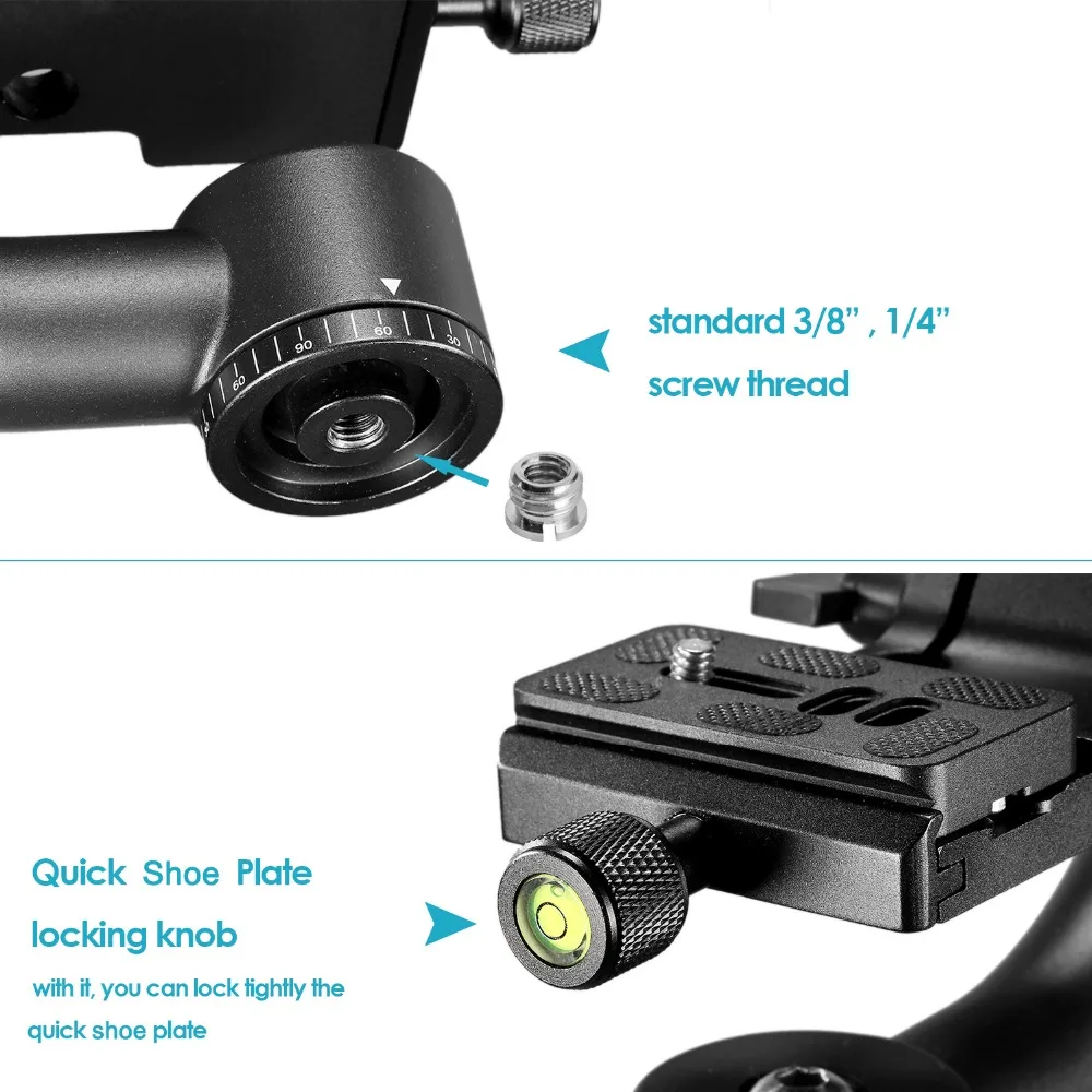 Neewer Heavy Duty металлический гиростабилизатор штатив шаровая Головка 360 градусов панорамный с Arca-Swiss 1/4 дюймов Быстрый колодка для обуви и чистящий комплект