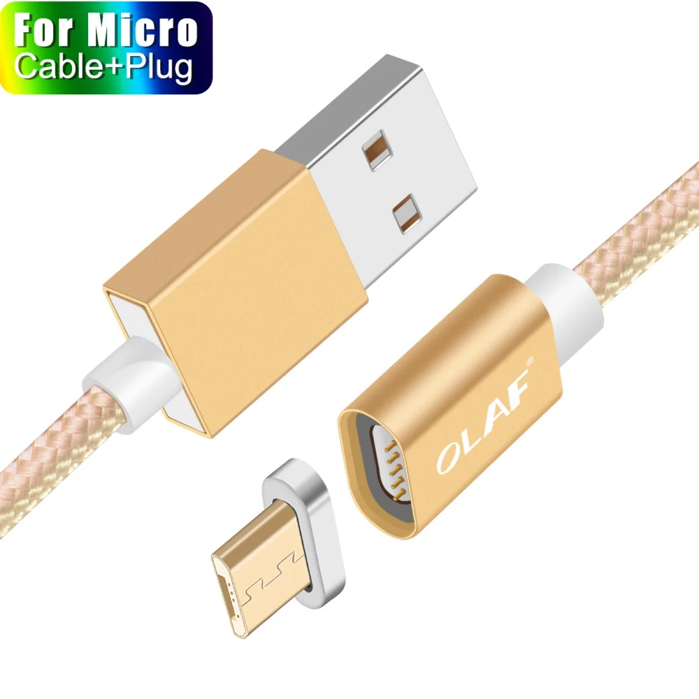 Gold Micro Cable Олаф магнитное зарядное устройство usb type C Micro USB кабель провод для быстрой зарядки штекер type-C Магнитный кабель для iPhone samsung Xiaomi huawei - Цвет: Gold Micro Cable