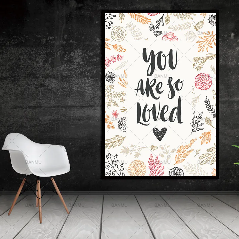 Настенные картины с надписью You are so Love в скандинавском стиле художественные для