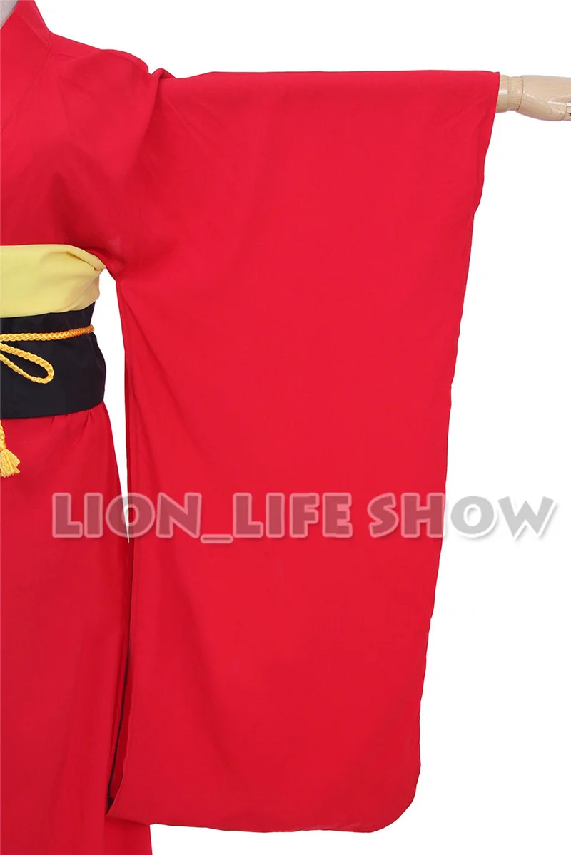 Japan Traditional Women Ryougi Shiki Red Furisode Kimono Cosplay Costume Set | Тематическая одежда и униформа
