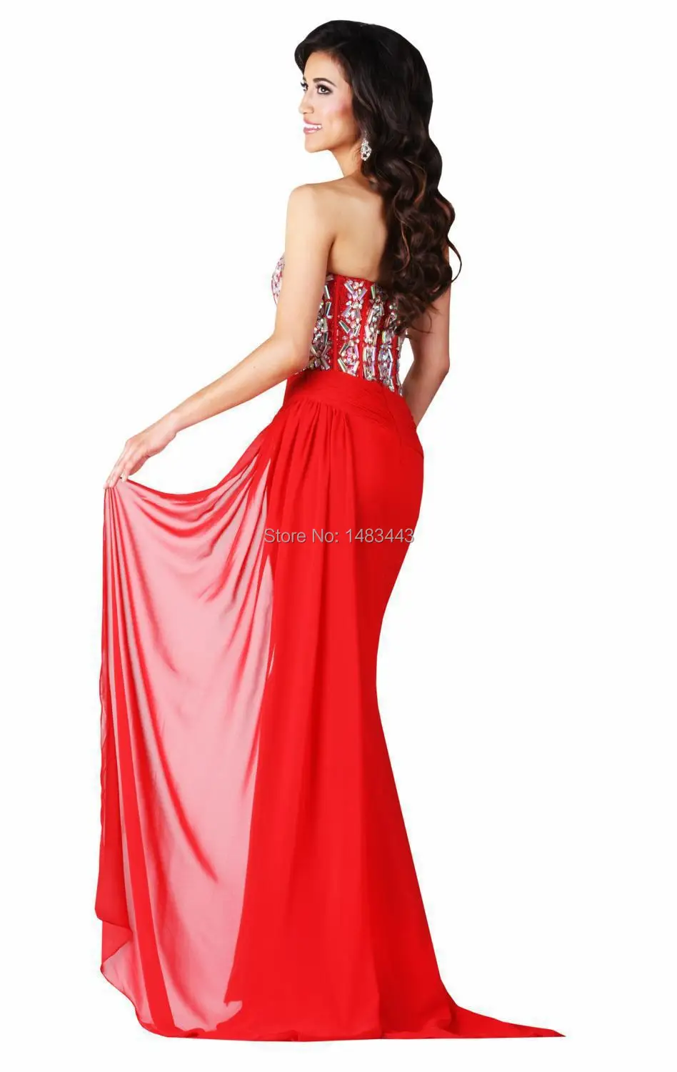 Vestido New Arrival 2015 Hot Sale Royal Color Sexy Sweetheart Backless Split Side Prom Evening Dresses Long Chiffon Gowns Dress | Свадьбы и