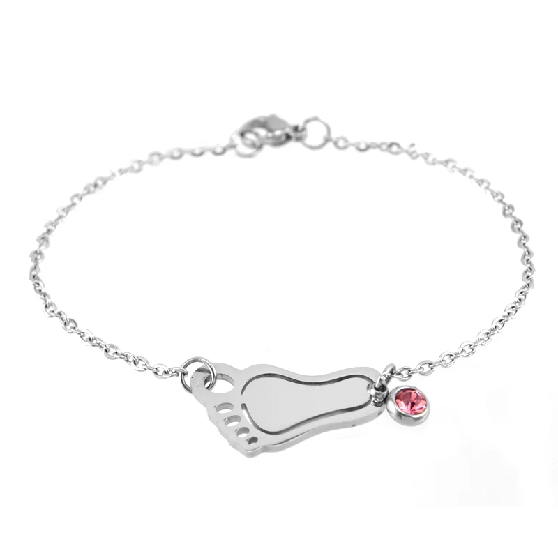 Simsimi baby foot & birth stones charm for Mum женский браслет ювелирные изделия из нержавеющей стали